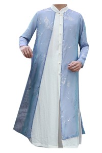 Online order Chinese Tang style linen Hanfu men's Chinese Style Men's suit robe Zen clothes ancient clothes Taoist robe Kungfu SHIRT CREW drama clothes shawl top SKF003 detail view-3